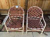 Front view of both Aviante patio chairs showing overall design and condition