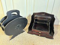 Magazine rack and jewelry box side by side