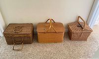All three wicker baskets side by side for size and style comparison