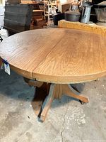 Full view of round wood table top