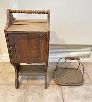 overall view of smoking stand and wood carrier