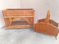 planter stand and magazine rack side by side