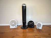 Front view of all four appliances standing on floor