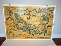 Full view of unframed 1939 illustrated map poster