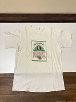 Front view of Carhartt off-white graphic T-shirt laid flat