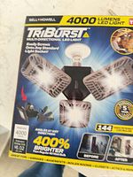 Front of retail box showing product image, brightness, and key specs