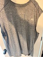 Front view showing heather grey fabric and Russell logo