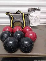 Full set arranged with bag and instructions visible