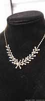 Front view of rhinestone necklace on display bust