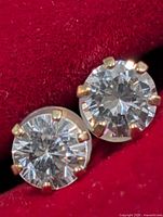 front view of cubic zirconia studs in red case