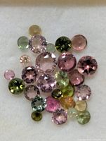 Close view of loose multi-color tourmaline gemstones