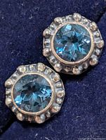 front view of both earrings showing stones and settings