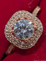 Top view showing CZ center, double halo, pavé band