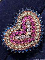 Front view of heart-shaped cubic zirconia ring