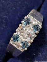 Close-up of stone setting on silver ring