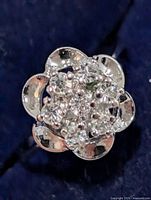 Top view showing floral cluster of clear stones