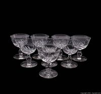 group view of 8 matching Libbey etched Wheat pattern stemware