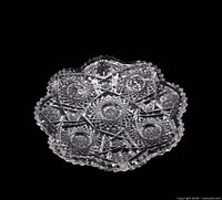 Top view of cut crystal bowl showing star pattern and overall shape