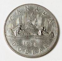 Full view of 1978 Canadian dollar reverse side