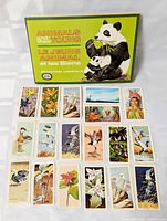 Album front cover with panda illustration and 18 loose picture cards displayed