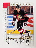 Front of Jason York Pinnacle Be A Player card showing autograph