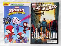 Front covers of both Marvel Spider-Man themed comic books