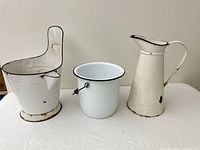 All three enamelware pieces side by side