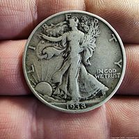 Obverse of 1938 Walking Liberty half dollar