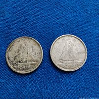 Front faces of both dimes showing dates 1944 and 1955