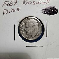 Obverse of 1957 Roosevelt dime in flip