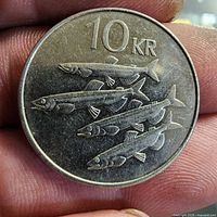 Obverse side with 10 KR and five fish design