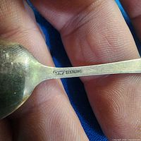 Reverse of spoon bowl and shank showing Sterling hallmark
