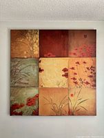 straight-on view of entire nine-patch poppy canvas print