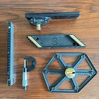 All five tools laid out on tabletop for overview