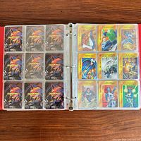 Open binder showing multiple card pages