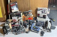 Overview of all tools and accessories on table