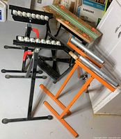 Workbench and orange roller stands overview