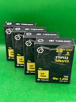 Four boxes of Toolway staples front view