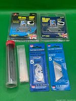 All six packs of blades displayed