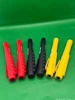 Front view of six Lightway flashlights red, black, yellow