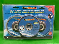 Front of sealed ToolDeal 4-piece flap wheel & cut-off wheel package