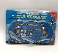 Front view of sealed ToolDeal 4-piece flap and cut-off wheels package