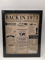 Front view of framed “Back in 1973” poster