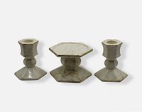 Front view of three PartyLite Palazzo candle holders