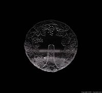 Front view of crystal platter showing full pattern and shape