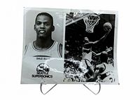 Full view of signed 8x10 photo on stand showing both images and logo