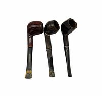 Front view of three pipes showing bowl shape and stems