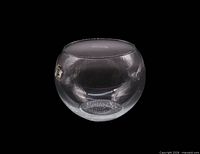 Full view of clear spherical glass rose bowl