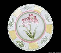Front view of handpainted Noritake Gourmet Garden platter showing floral design and border details