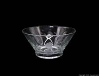 Front view of clear glass bowl showing overall shape